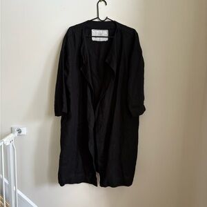notPERFECTLINEN Black Linen kimono Jacket with Waist Tie - Size XS